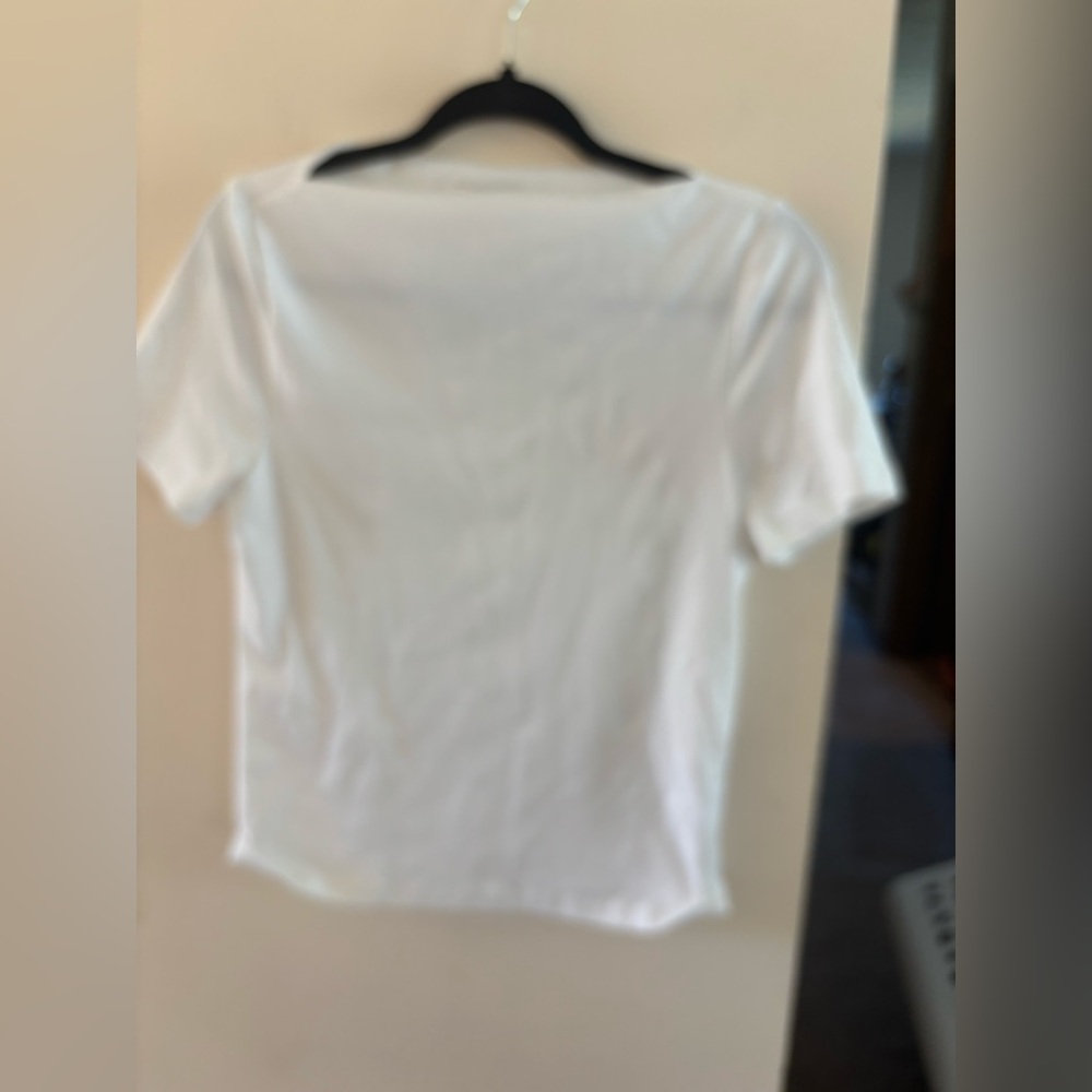 Banana Republic White boatneck Short Sleeve Tee